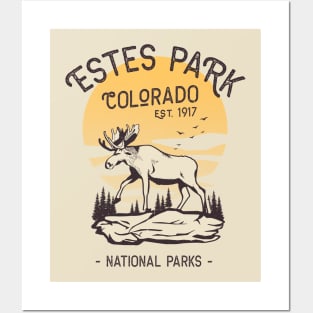 Estes Park Colorado National Park Moose Sunset Posters and Art